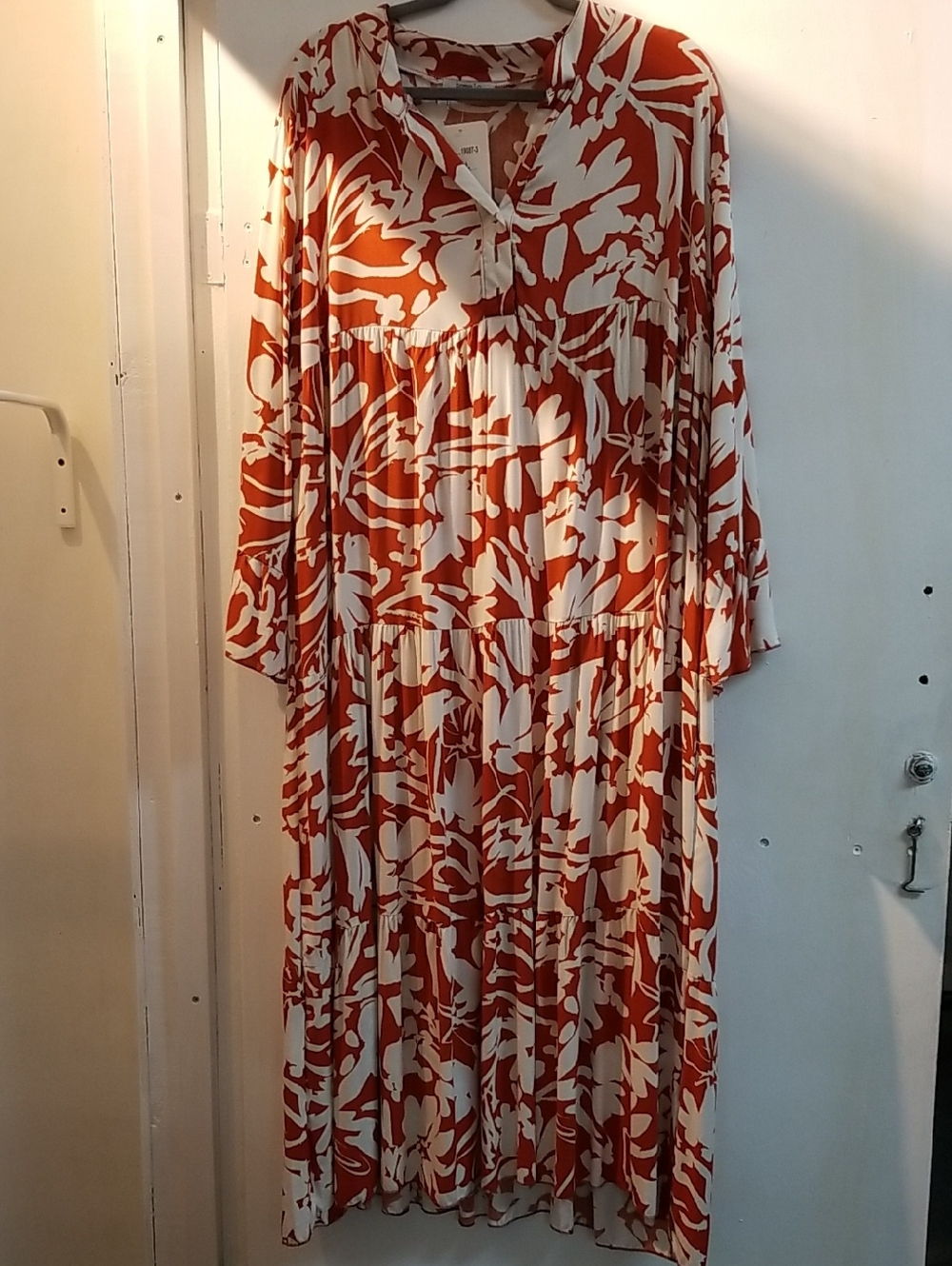 Pomelo Rust and Cream Floral Tiered Maxi Dress